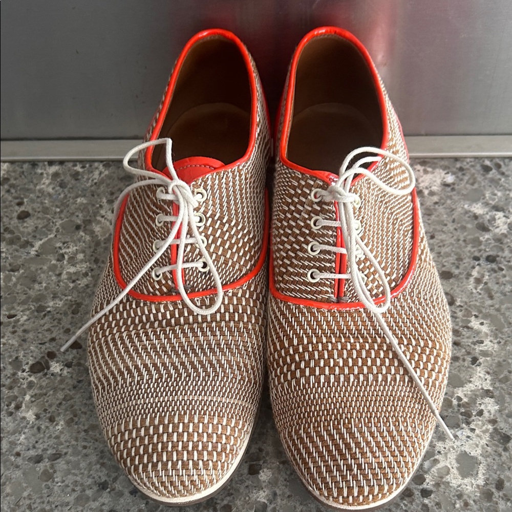HESCHUNG  Stylish Tan and Orange Oxford Shoes
